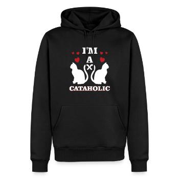 I M Cataholic Chat Chats Chaton Chat Mignon - Sweat à capuche Premium bio Homme - noir - Devant - Nico (187cm)