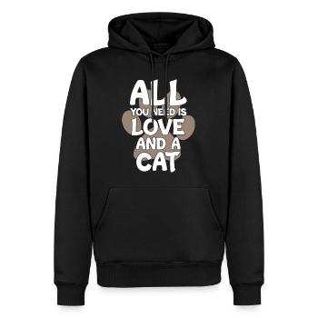 All You Need Is Love and a Cat - Männer Premium Bio Hoodie - Schwarz - Vorne - Nico (187cm)