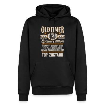 Oldtimer Baujahr Jahrgang 1950 Geburtstag Geschenk - Männer Premium Bio Hoodie - Schwarz - Vorne - Nico (187cm)