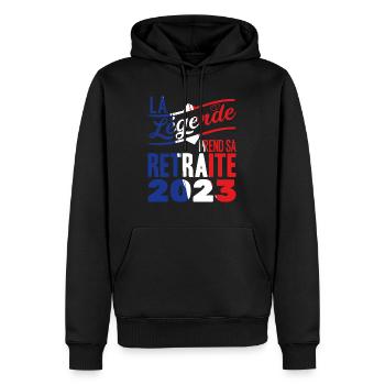 La Légende Prend Sa Retraite 2023 Retraité Vintage - Sweat à capuche Premium bio Homme - noir - Devant - Nico (187cm)
