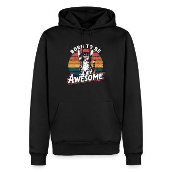 Coole Katze – Né pour être génial - Sweat à capuche Premium bio Homme - noir - Devant - Nico (187cm)