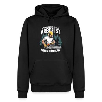 Héros de la tronçonneuse en foresterie - Sweat à capuche Premium bio Homme - noir - Devant - Nico (187cm)