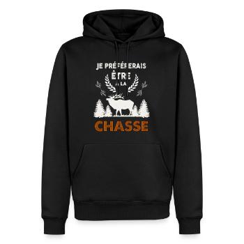 Moi C'est La Chasse Que Je Préfère Citation Chasse - Sweat à capuche Premium bio Homme - noir - Devant - Nico (187cm)