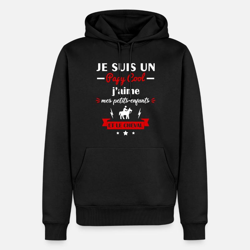 Papy cool cheval 2 - Sweat à capuche Premium bio Homme - noir