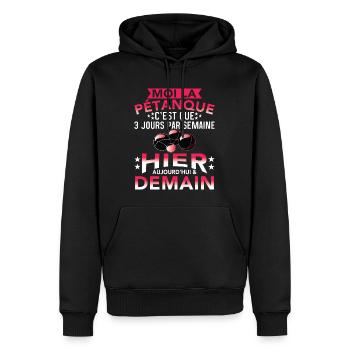 Petanque Cadeau Homme Humour Boccia Pétanque - Sweat à capuche Premium bio Homme - noir - Devant - Nico (187cm)