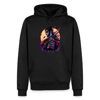 Illustration Samurai Krieger Japan - Männer Premium Bio Hoodie - Schwarz - Vorne - Nico (187cm)