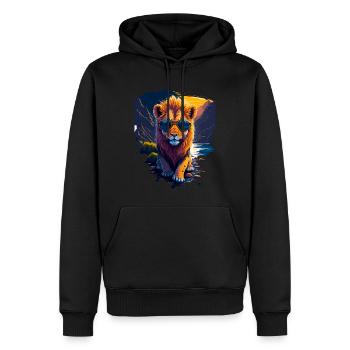Mignon bébé lion - Sweat à capuche Premium bio Homme - noir - Devant - Nico (187cm)
