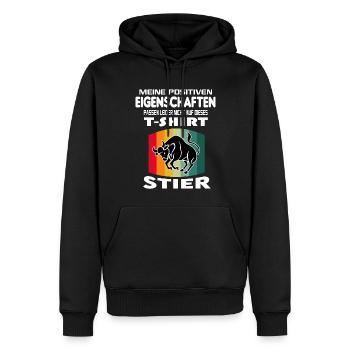 Geburtstag Sternzeichen Retro Stier - Männer Premium Bio Hoodie - Schwarz - Vorne - Nico (187cm)