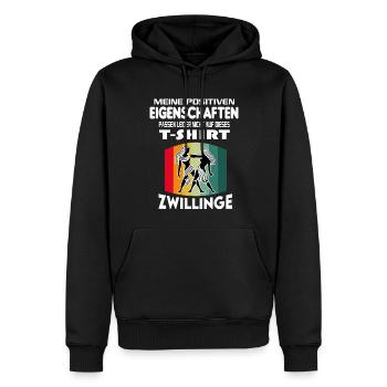 Geburtstag Sternzeichen Retro Zwillinge - Männer Premium Bio Hoodie - Schwarz - Vorne - Nico (187cm)