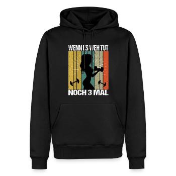 Bodybuilding Sprüche Frau Wenn es weh tut nochmal - Männer Premium Bio Hoodie - Schwarz - Vorne - Nico (187cm)