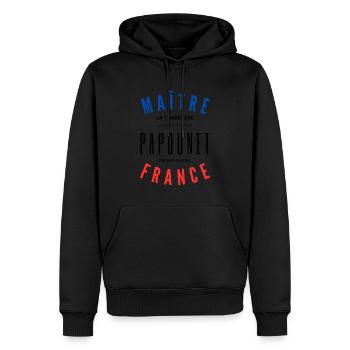 MAÎTRE PAPOUNET FRANCE - Sweat à capuche Premium bio Homme - noir - Devant - Nico (187cm)