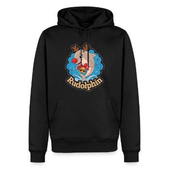 Rudolph Renne Dauphin Noël Rudolphin - Sweat à capuche Premium bio Homme - noir - Devant - Nico (187cm)
