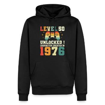 Humor Geek Level 50 Jahre Gamer Geburtstag 1976 - Männer Premium Bio Hoodie - Schwarz - Vorne - Nico (187cm)