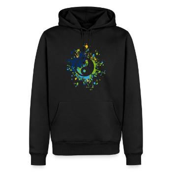 Yin Yang Symbole Couleur Splash - Sweat à capuche Premium bio Homme - noir - Devant - Nico (187cm)