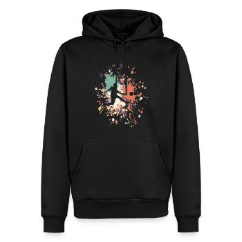 Soccer Jump Kick Color Splash - Men’s Premium Organic Hoodie - black - Front - Nico (187cm)