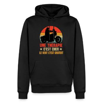 le vent c'est gratuit - Sweat à capuche Premium bio Homme - noir - Devant - Nico (187cm)