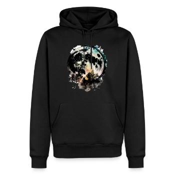 Arbres spatiaux lunaires - Sweat à capuche Premium bio Homme - noir - Devant - Nico (187cm)