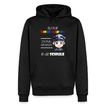 Bye Bye Kindergarten - Einschulung Polizist - Männer Premium Bio Hoodie - Schwarz - Vorne - Nico (187cm)