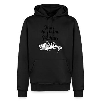 Je suis un papa pêcheur - Sweat à capuche Premium bio Homme - noir - Devant - Nico (187cm)