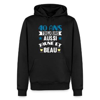 40 ans cadeau anniversaire homme humour beauf - Sweat à capuche Premium bio Homme - noir - Devant - Nico (187cm)