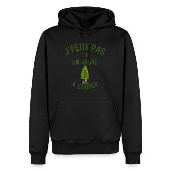 J Ai Un Arbre à couper - Sweat à capuche Premium bio Homme - noir - Devant - Nico (187cm)