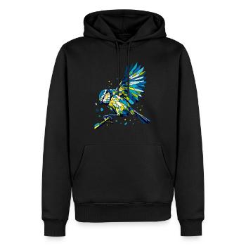 Blaumeise Polygon bunt - Männer Premium Bio Hoodie - Schwarz - Vorne - Nico (187cm)