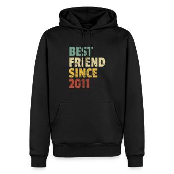 Meilleur ami depuis 2011 Slogan d’anniversaire drôle - Sweat à capuche Premium bio Homme - noir - Devant - Nico (187cm)