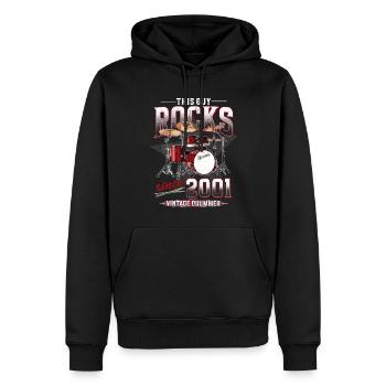 2001 Vintage Drum Drummer Anniversaire - Sweat à capuche Premium bio Homme - noir - Devant - Nico (187cm)