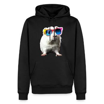 Niedliches Meerschweinchen Chilt mit Sonnenbrille - Männer Premium Bio Hoodie - Schwarz - Vorne - Nico (187cm)