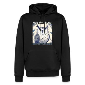 Irritated Owl-Buddy - Men’s Premium Organic Hoodie - black - Front - Nico (187cm)