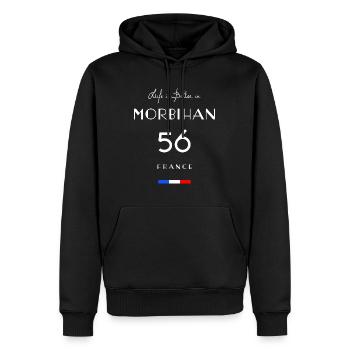 Life is better MORBIHAN Number 56 Bretagne France - Sweat à capuche Premium bio Homme - noir - Devant - Nico (187cm)