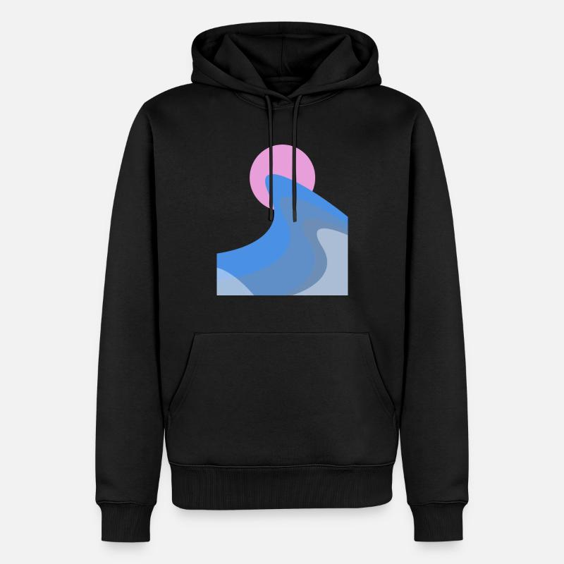 Sunset Surf Wave Artprint - Männer Premium Bio Hoodie - Schwarz
