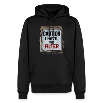 Achtung Ich habe keinen Filter Lustiger sarkastischer Humor - Männer Premium Bio Hoodie - Schwarz - Vorne - Nico (187cm)