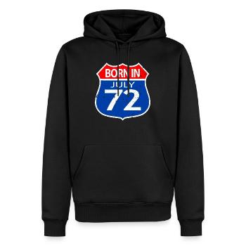 Geboren im Juli 72 - Männer Premium Bio Hoodie - Schwarz - Vorne - Nico (187cm)