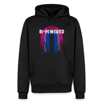 Bi-Powered Bisexual LGBTQ Bi Pride LGBT - Men’s Premium Organic Hoodie - black - Front - Nico (187cm)