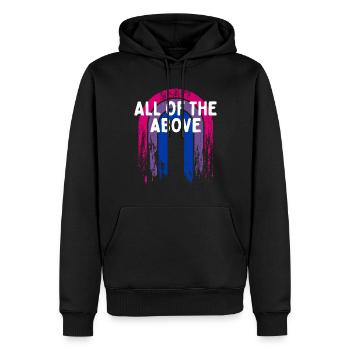 Toute la fierté bisexuelle LGBTQ Bi ci-dessus - Sweat à capuche Premium bio Homme - noir - Devant - Nico (187cm)