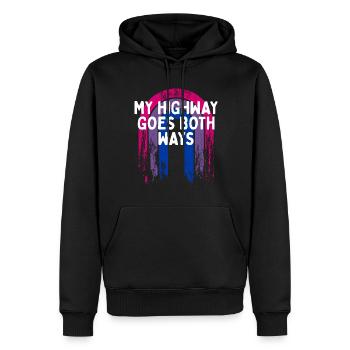 Mon autoroute va dans les deux sens Bisexuel LGBTQ Bi Pride - Sweat à capuche Premium bio Homme - noir - Devant - Nico (187cm)