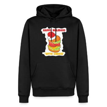 Happy Holidays With Cheese Burger - Männer Premium Bio Hoodie - Schwarz - Vorne - Nico (187cm)