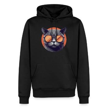 Katze Mietz Stubentiger Sonnenbrille - Männer Premium Bio Hoodie - Schwarz - Vorne - Nico (187cm)