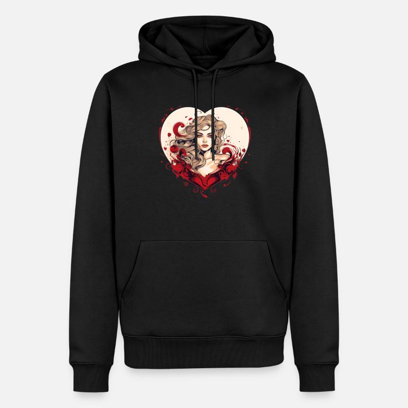 Herzen Muster 4 - Männer Premium Bio Hoodie - Schwarz