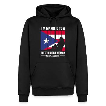 Puerto Rico | Puerto Ricaner Flagge Geschenkideen - Männer Premium Bio Hoodie - Schwarz - Vorne - Nico (187cm)