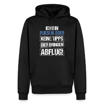 Ich bin Fliesenleger - Bier bringen und Abflug - Männer Premium Bio Hoodie - Schwarz - Vorne - Nico (187cm)