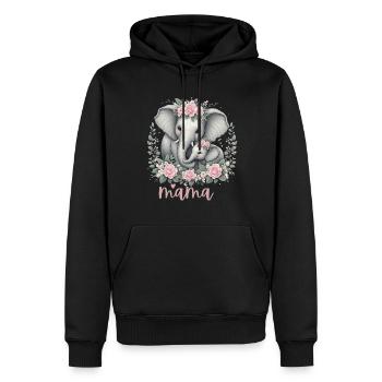 Mama Heart Floral Wreath Elephant Baby Shower - Männer Premium Bio Hoodie - Schwarz - Vorne - Nico (187cm)