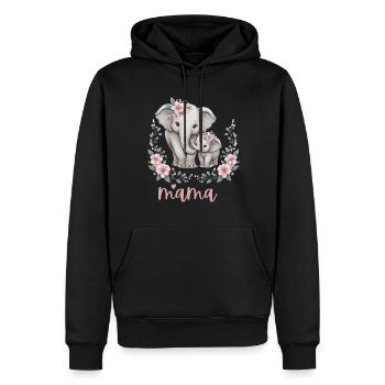 Mama Heart Floral Wreath Elephant Baby Shower - Männer Premium Bio Hoodie - Schwarz - Vorne - Nico (187cm)