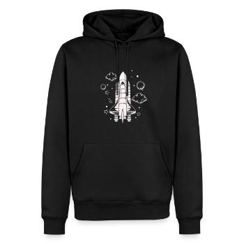Vaisseau spatial - Astronaute spatial de fusée - Sweat à capuche Premium bio Homme - noir - Devant - Nico (187cm)