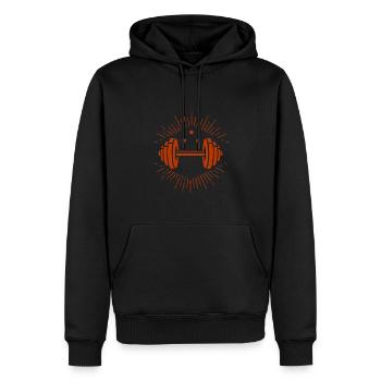 Bodybuilding - Gewichtheben - Fitness - Workout - Männer Premium Bio Hoodie - Schwarz - Vorne - Nico (187cm)