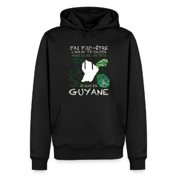 Message Guyane Idée Cadeau - Sweat à capuche Premium bio Homme - noir - Devant - Nico (187cm)