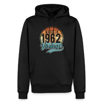 1962 January Vintage 60 Years Birthday Gift - Men’s Premium Organic Hoodie - black - Front - Nico (187cm)