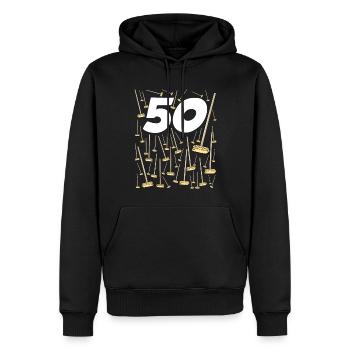 50 balais Anniversaire Cinquante Ans Homme Femme - Sweat à capuche Premium bio Homme - noir - Devant - Nico (187cm)