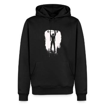 Bodybuilding Gewichtheben Fitness Workout - Männer Premium Bio Hoodie - Schwarz - Vorne - Nico (187cm)